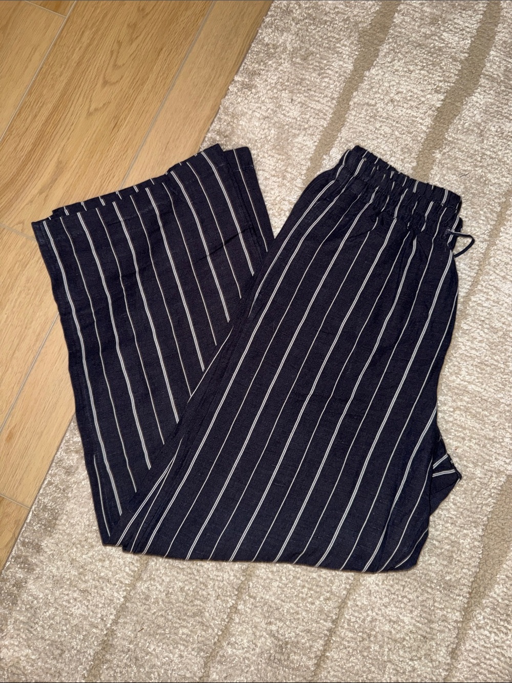 H&M Navy and Wide Leg Pinstripe Pants
